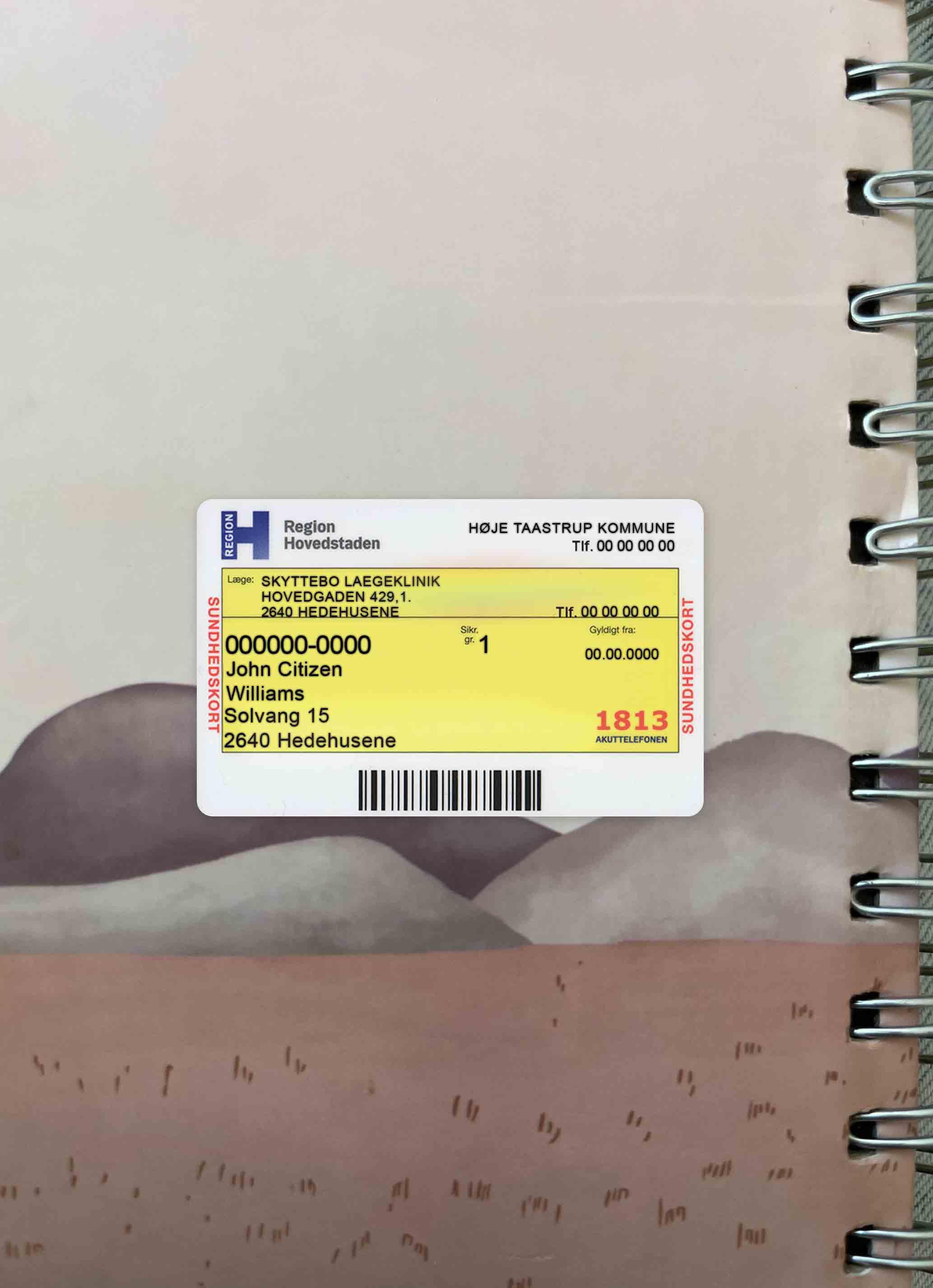 Download Denmark health insurance card photolook FRONT Photoshop template